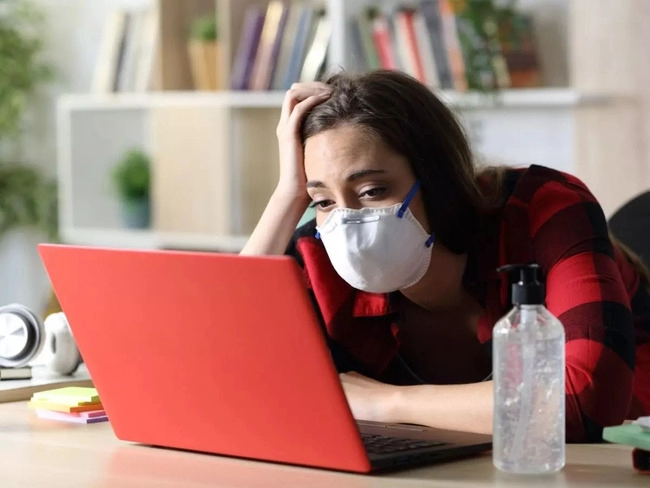 It’s an image on a student struggling with E-learning during the pandemic.