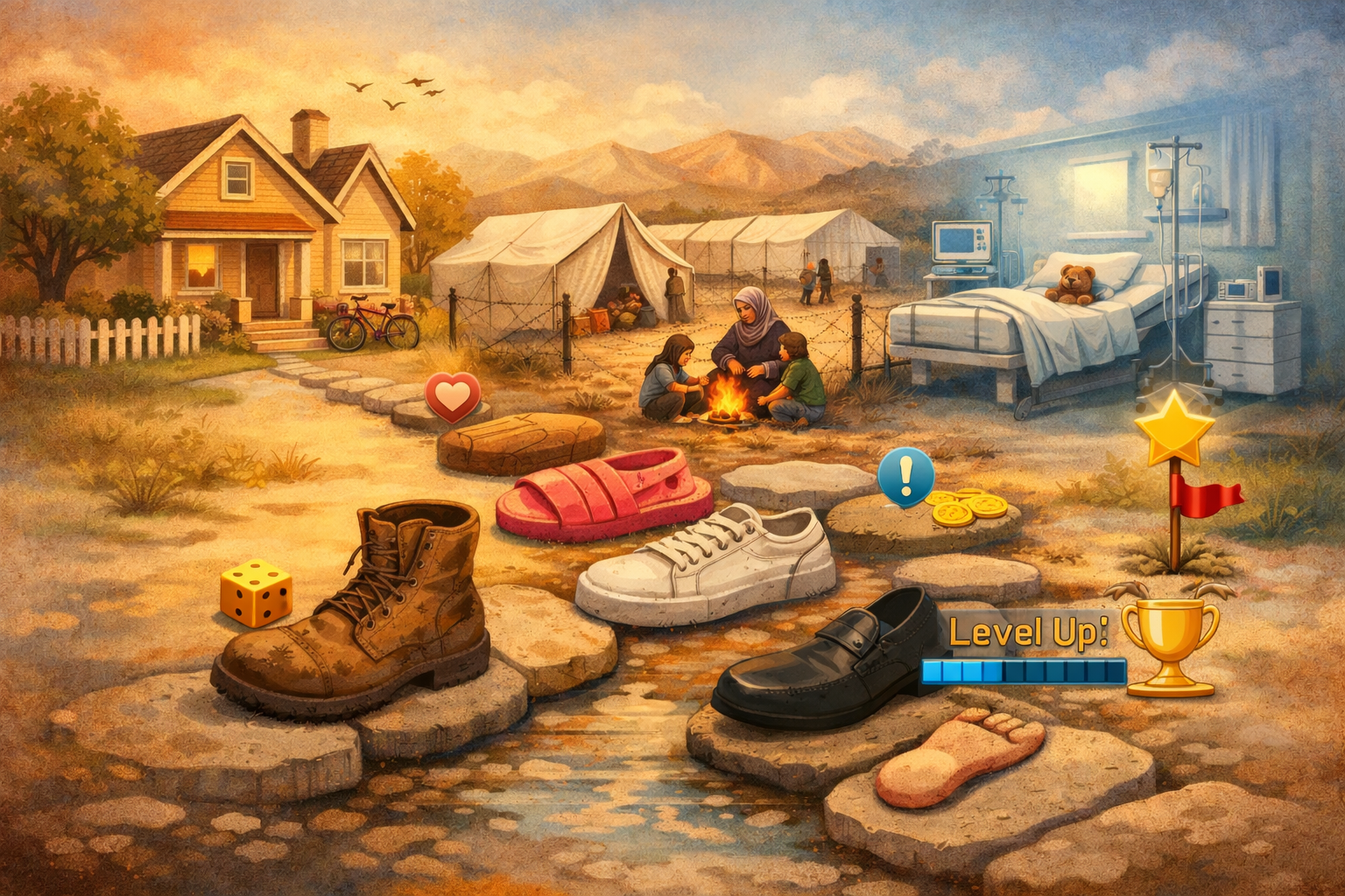 A picture animating the idea of walking through different lives digitally