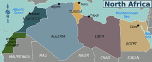 Picture of nothern Africa that includes all the countries like Egypt, Libya, Tunisia, Morrocco, Algeria, Mauritania.