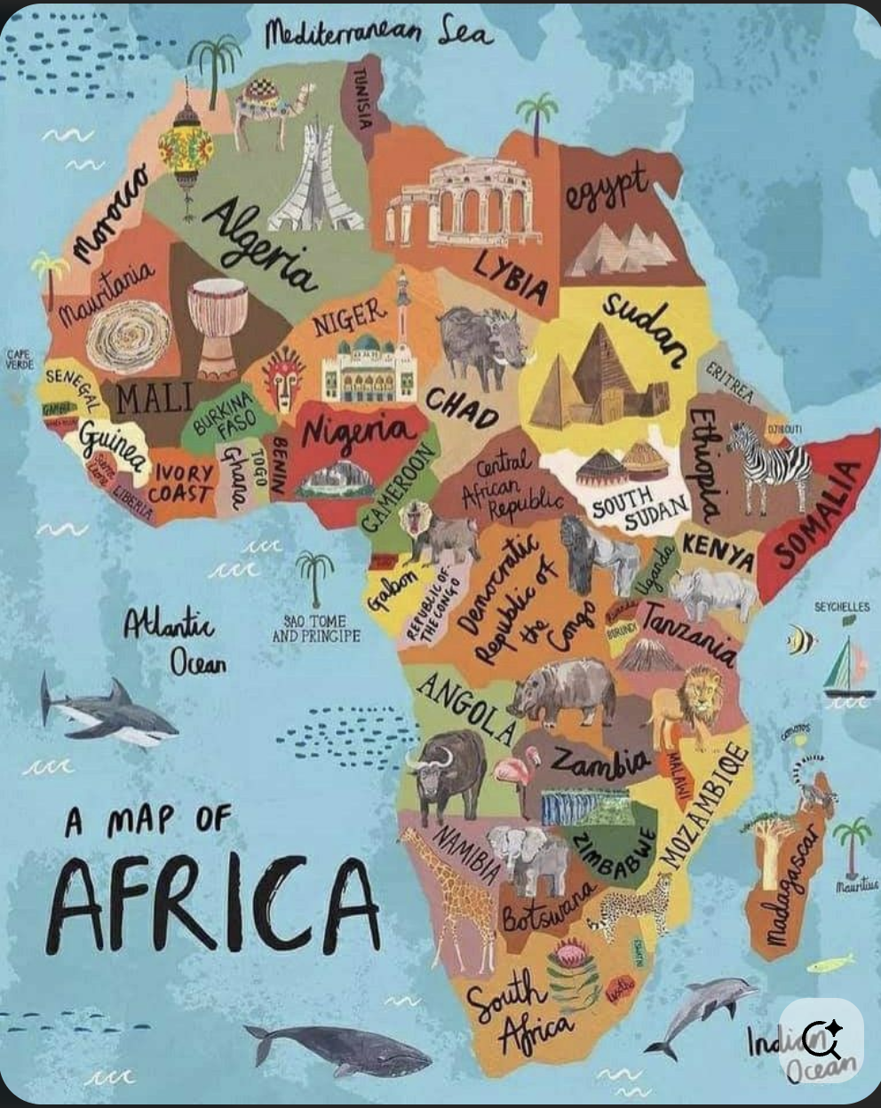 This photo show a map of Africa